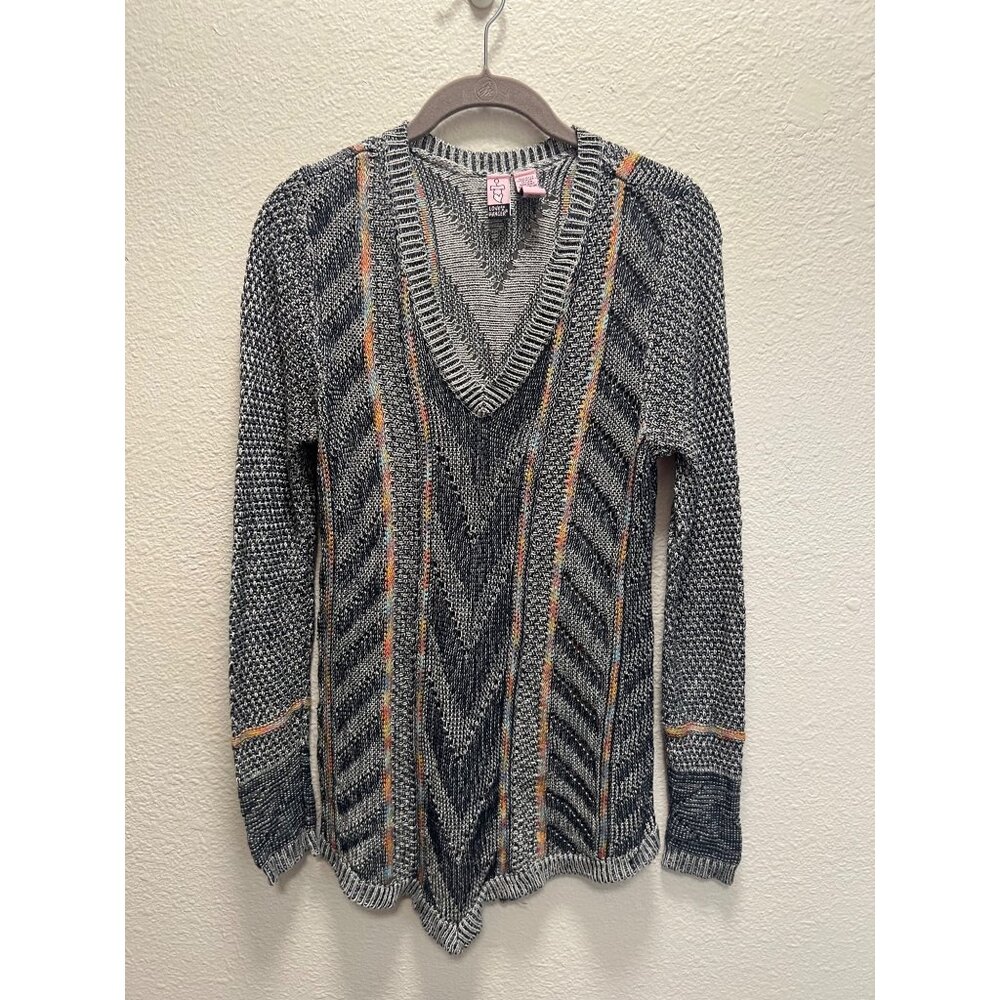 Love On A Hanger Womens Multicolor Chevron Pattern Acrylic Knit Sweater Size S